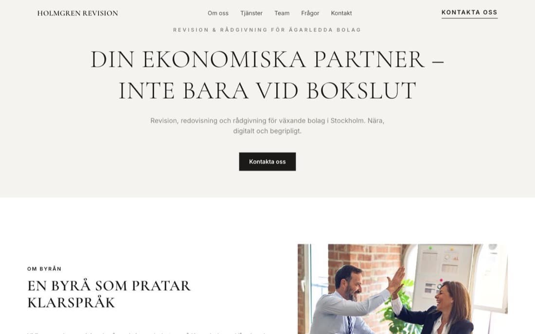 Förhandsvisning av mallen Minimal för professionella tjänster